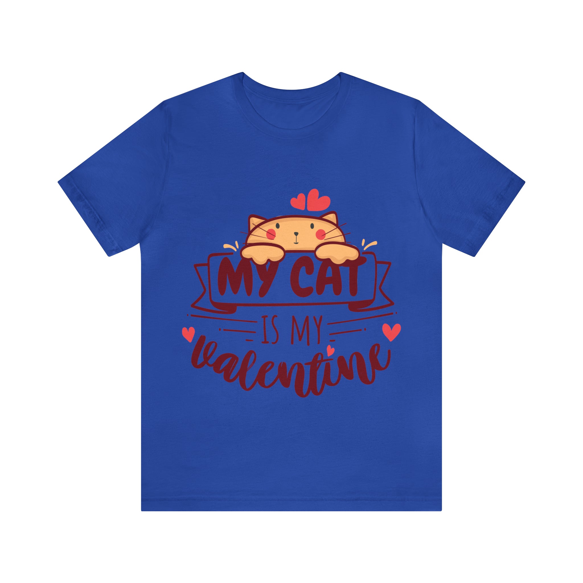 My Cat is my Valentine t-shirt - royal blue