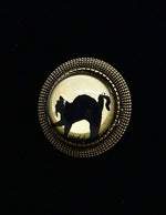 Load image into Gallery viewer, Black cat on Moon Brooch
