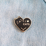 Load image into Gallery viewer, I heart cats pin black
