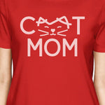 Load image into Gallery viewer, Cat Mom Women&#39;s Red Cotton T Shirt detail

