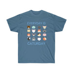 Load image into Gallery viewer, Everyday is Caturday t-shirt - indigo blue
