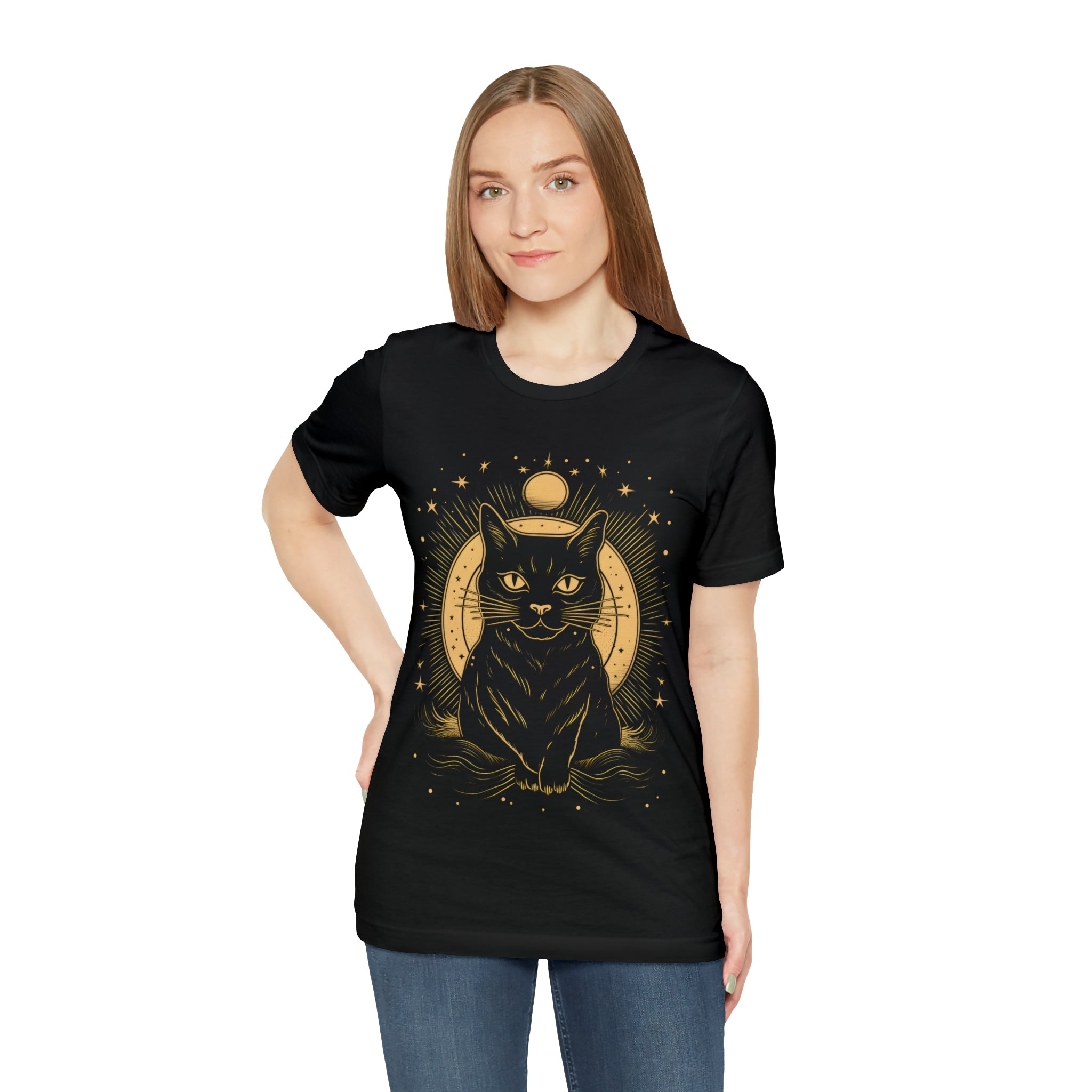 Cosmic Kitty t-shirt posed
