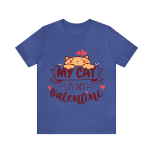 My Cat is my Valentine t-shirt - Heather True Royal Blue