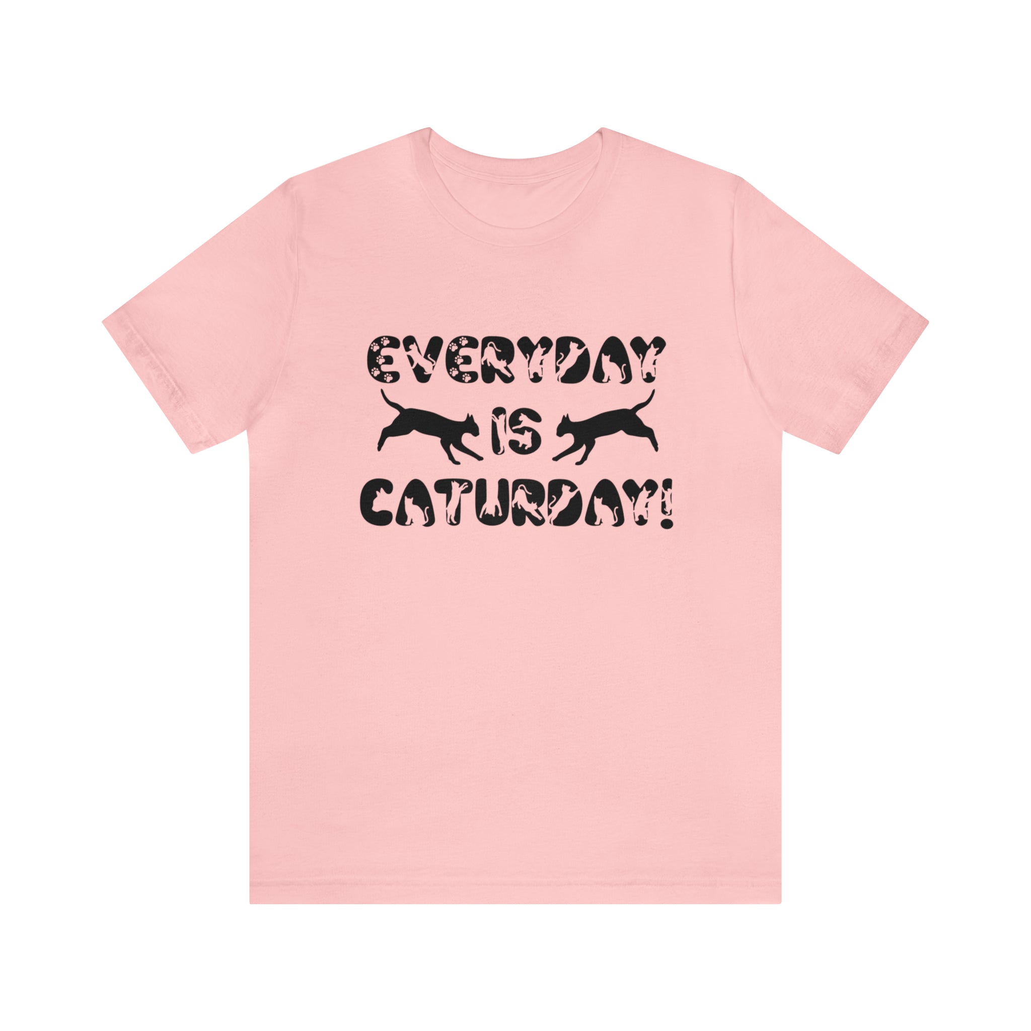 Everyday is caturday t-shirt light pink