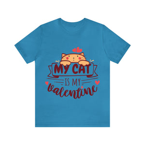 My Cat is my Valentine t-shirt - Aqua