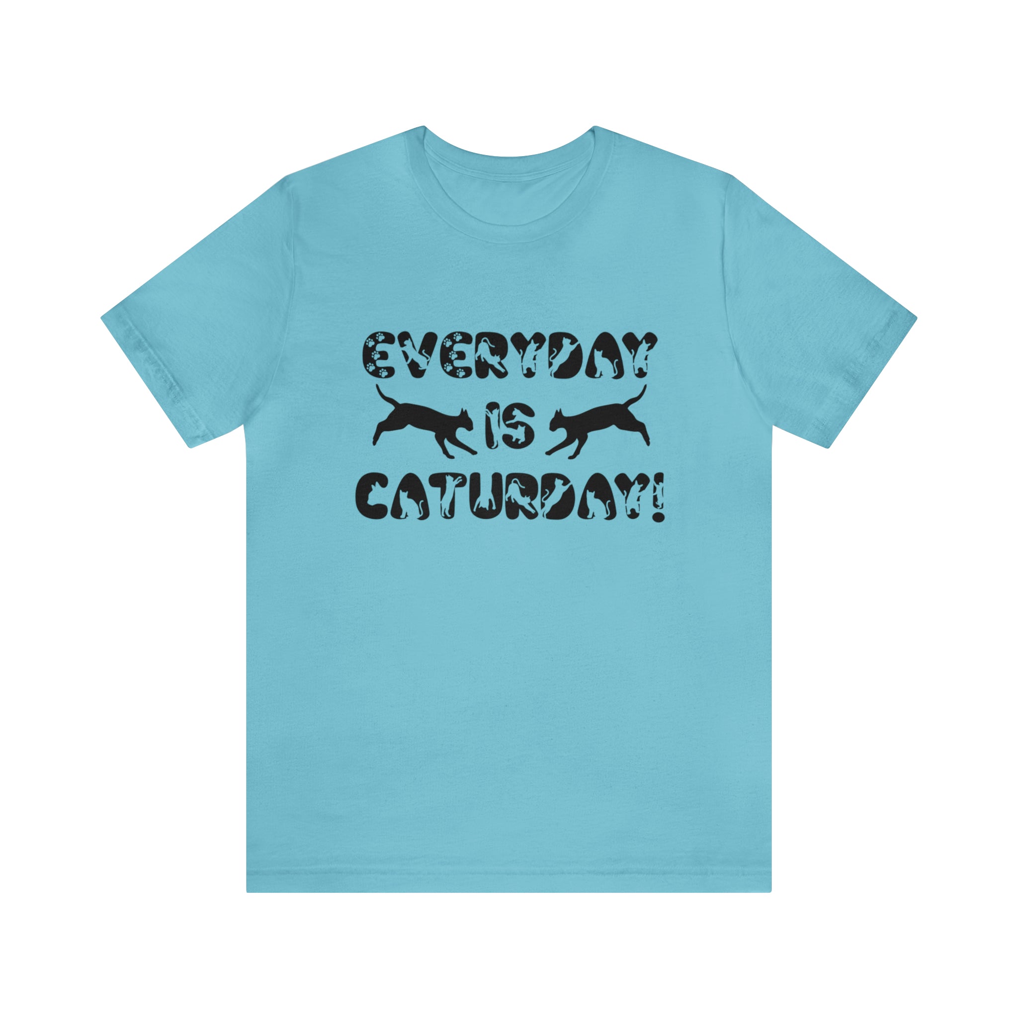 Everyday is caturday t-shirt Turquoise