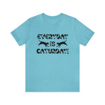 Load image into Gallery viewer, Everyday is caturday t-shirt Turquoise
