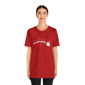 Santa's Sleigh cat t-shirt red