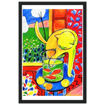 Load image into Gallery viewer, Cat with Red Fishes poster Henri Matisse black frame
