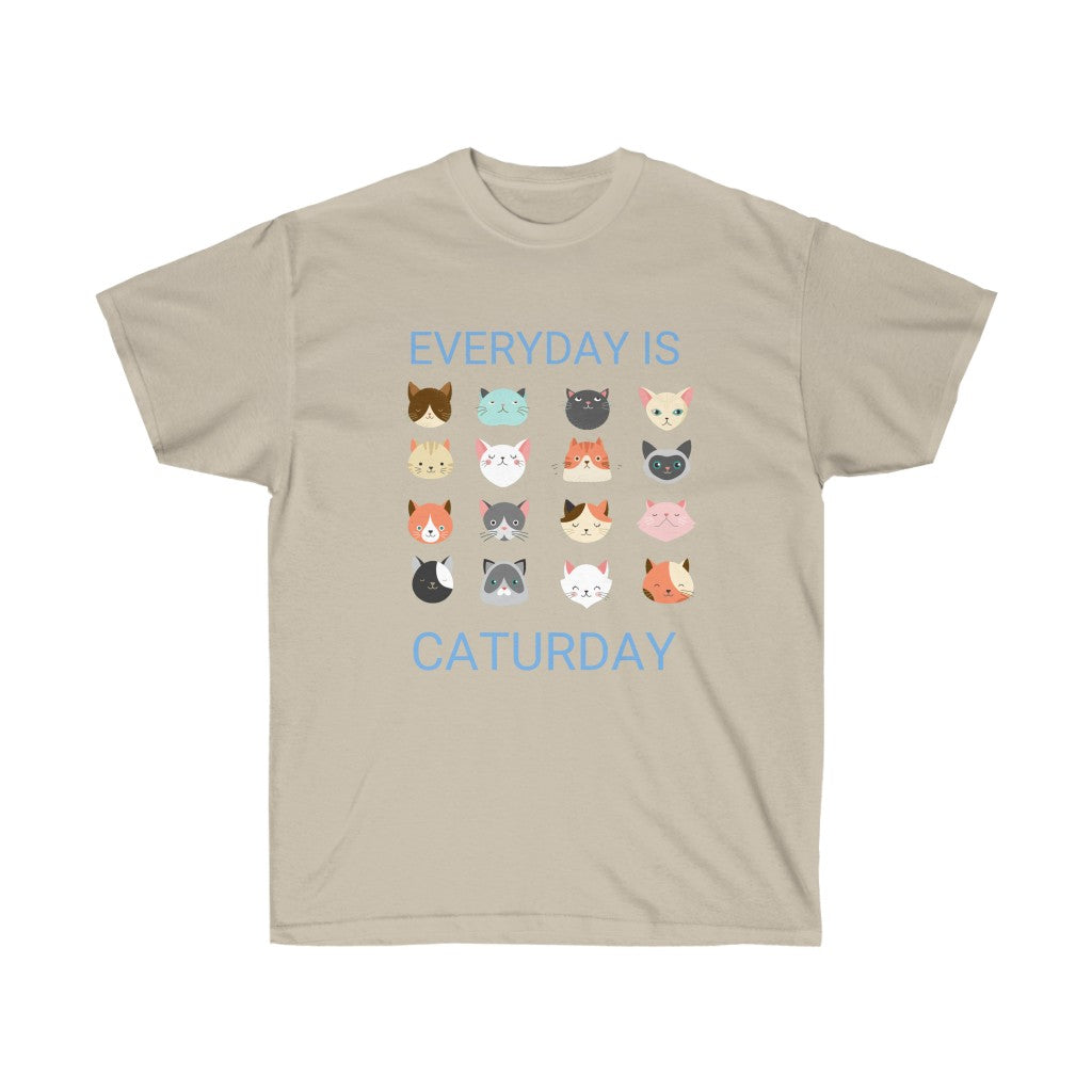 Everyday is Caturday t-shirt - sand