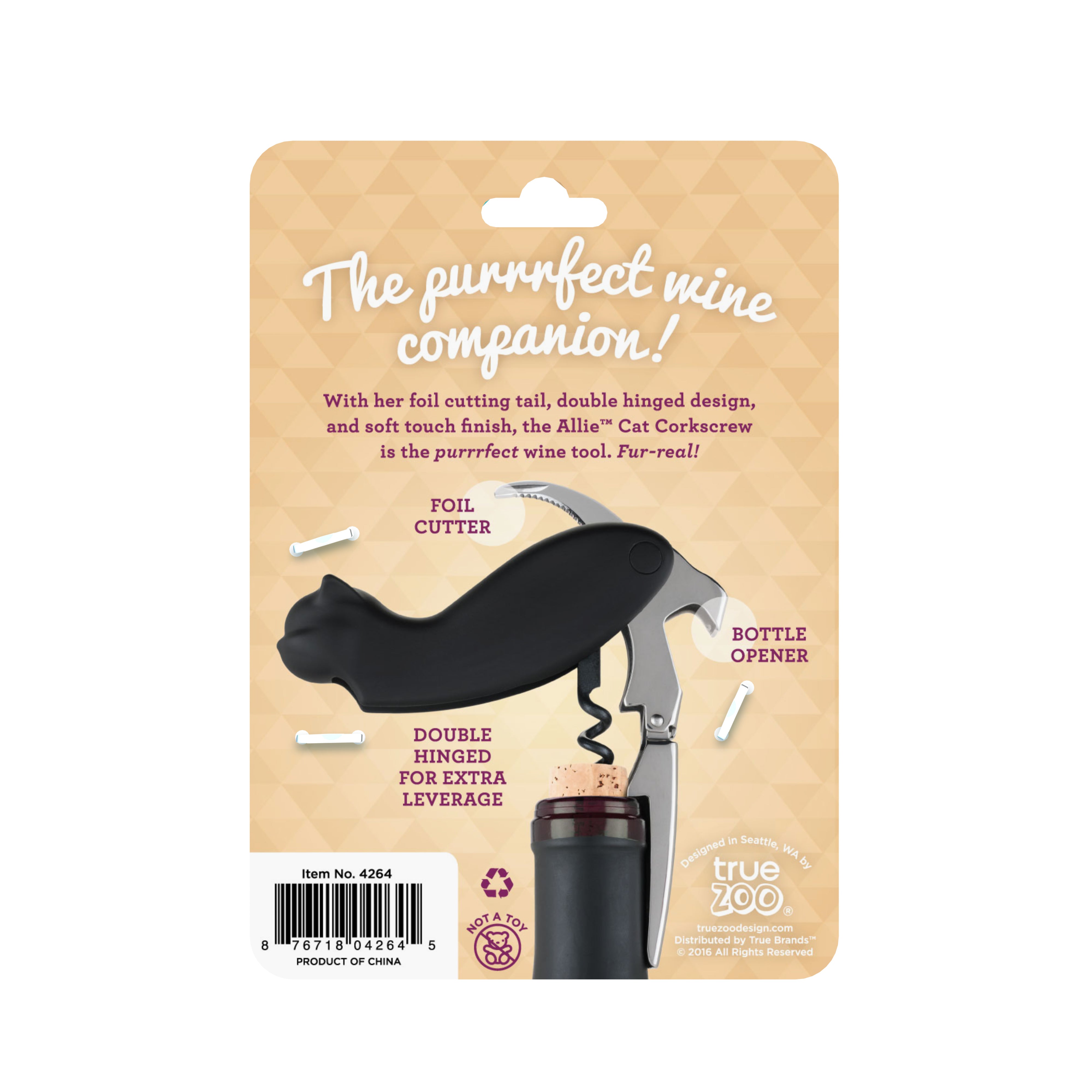 Allie™ Cat Double-hinged Corkscrew by TrueZoo.
