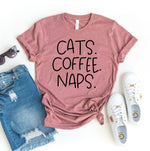 Load image into Gallery viewer, Cats coffee naps t-shirt
