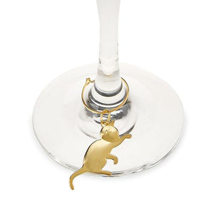 Gold cat wine charms lifestyle