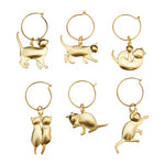 Load image into Gallery viewer, Gold cat wine charms
