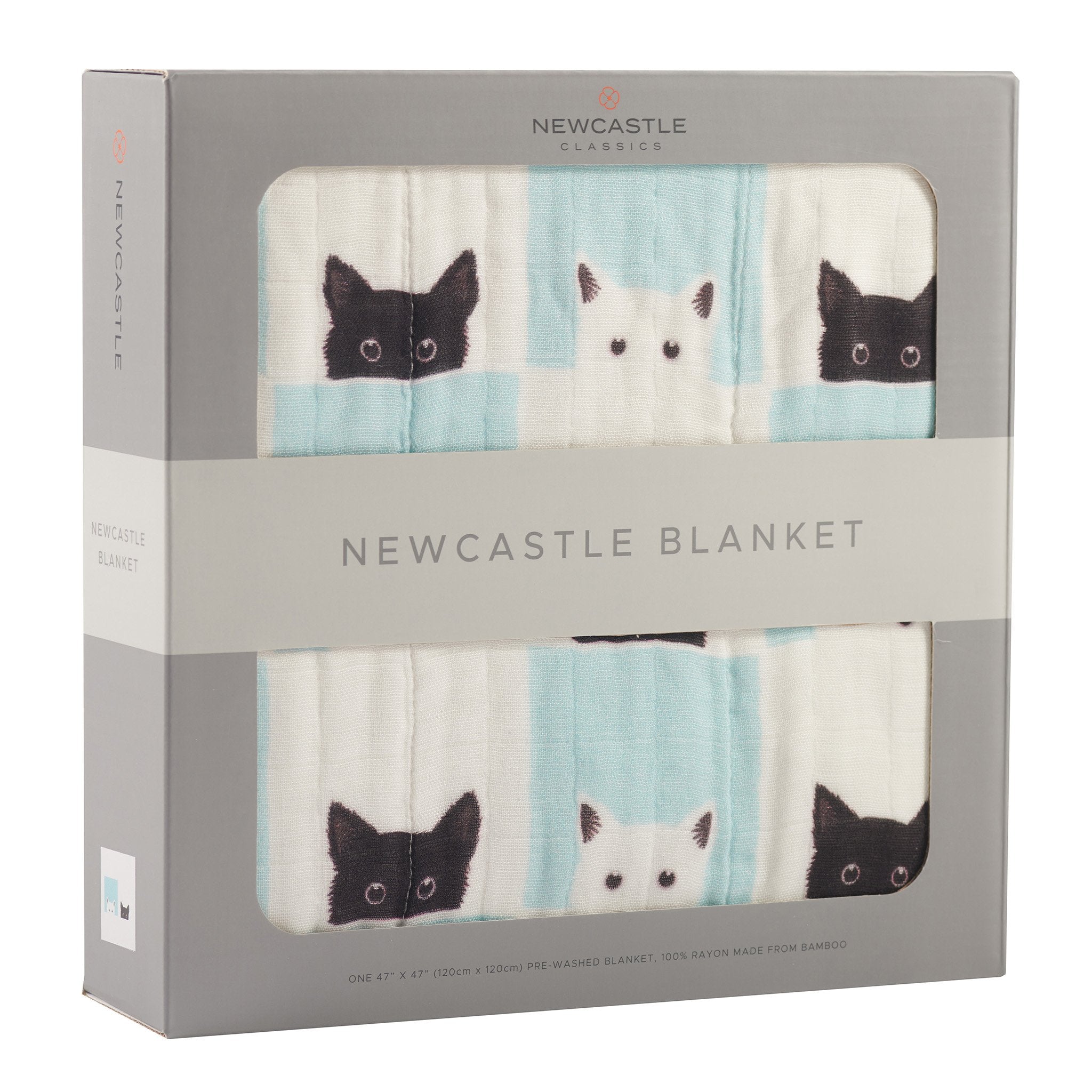 Black and white cat blanket packaged