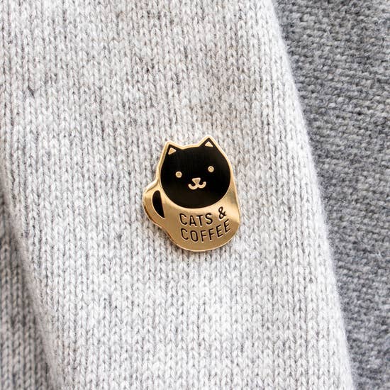 Black Cats & Coffee pin.
