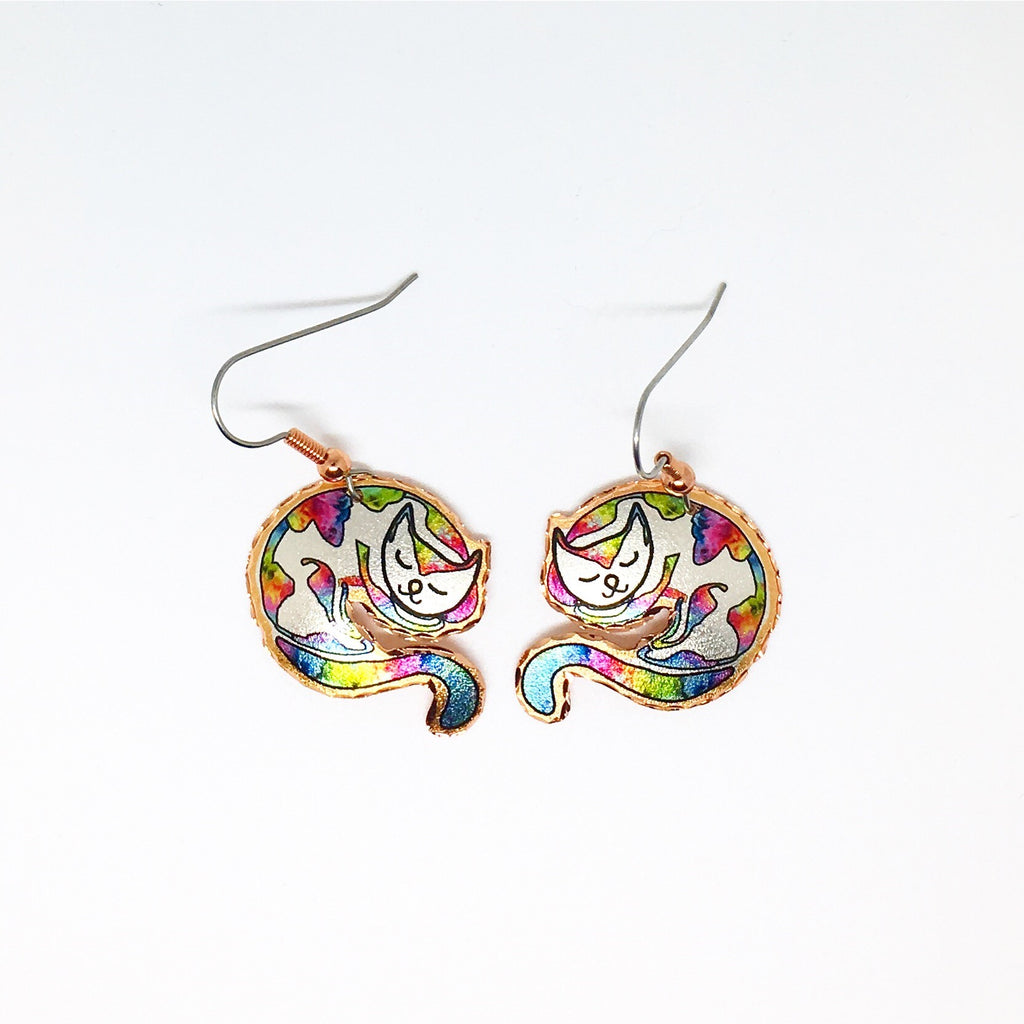 Colorful cat earrings