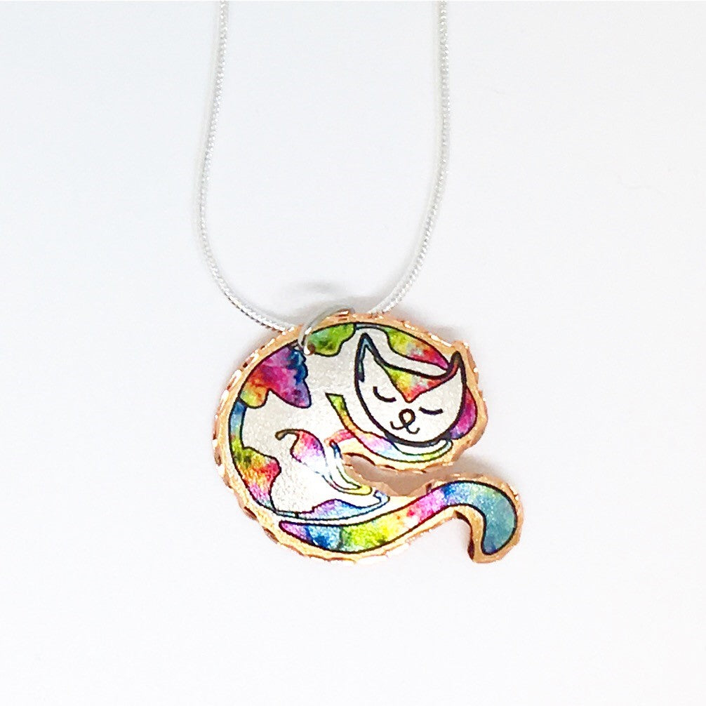 Colorful cat necklace