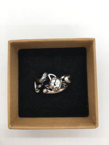 silver cute cat ring boxed