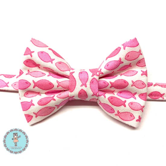 Pink Fish cat bow tie