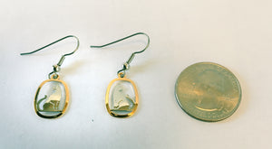 Silver and gold cat earings facing out sizing