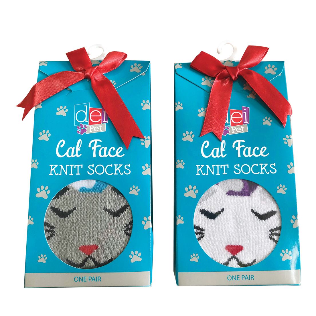Cat Face/Paw Print Socks package
