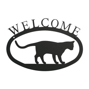 Welcome sign - cat playing.
