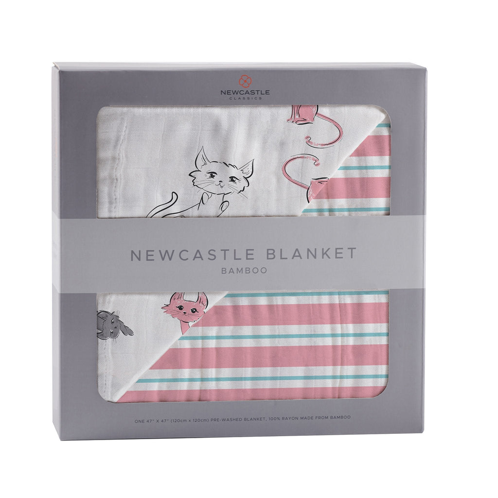 Kitty and Stripe bamboo blanket