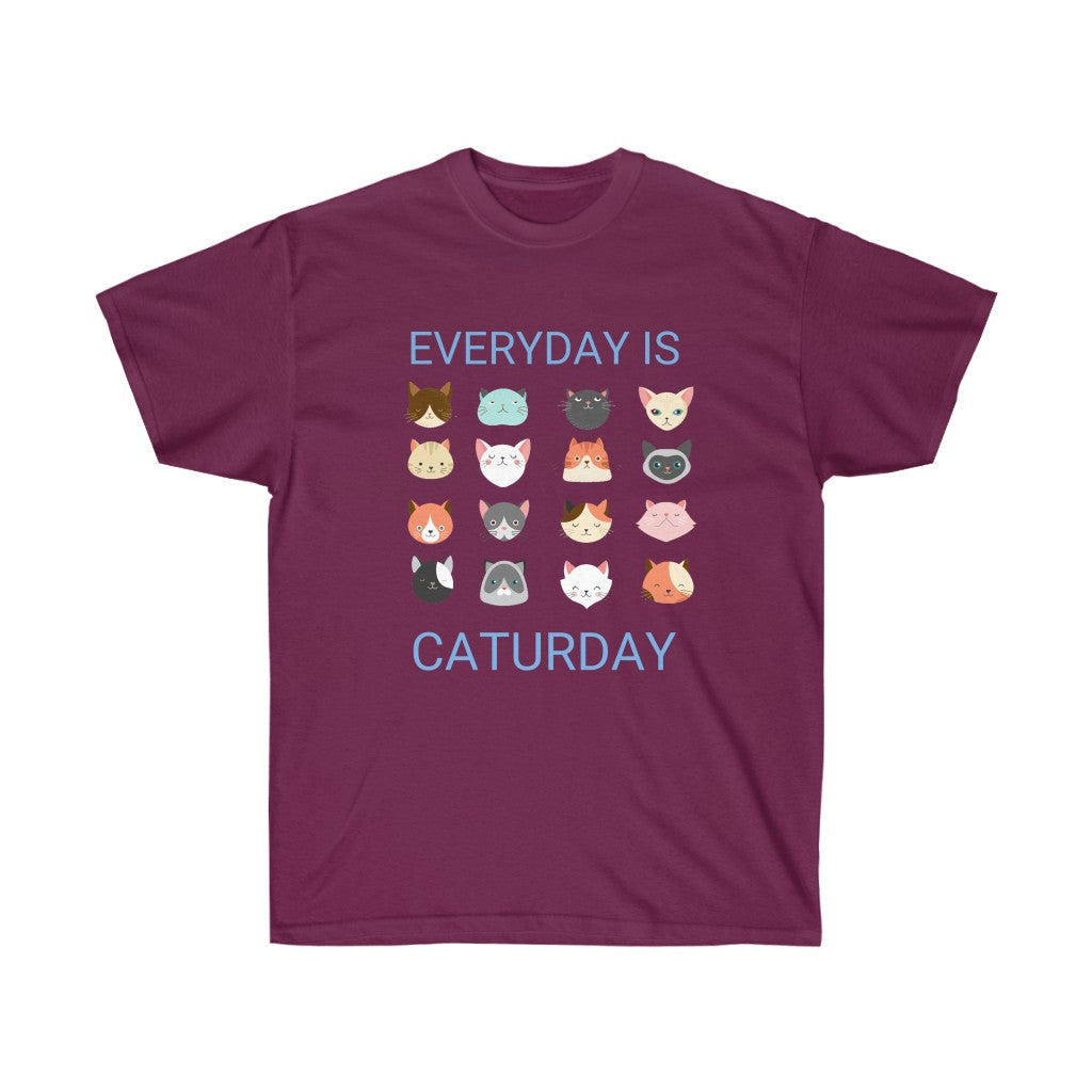 Everyday is Caturday t-shirt - maroon