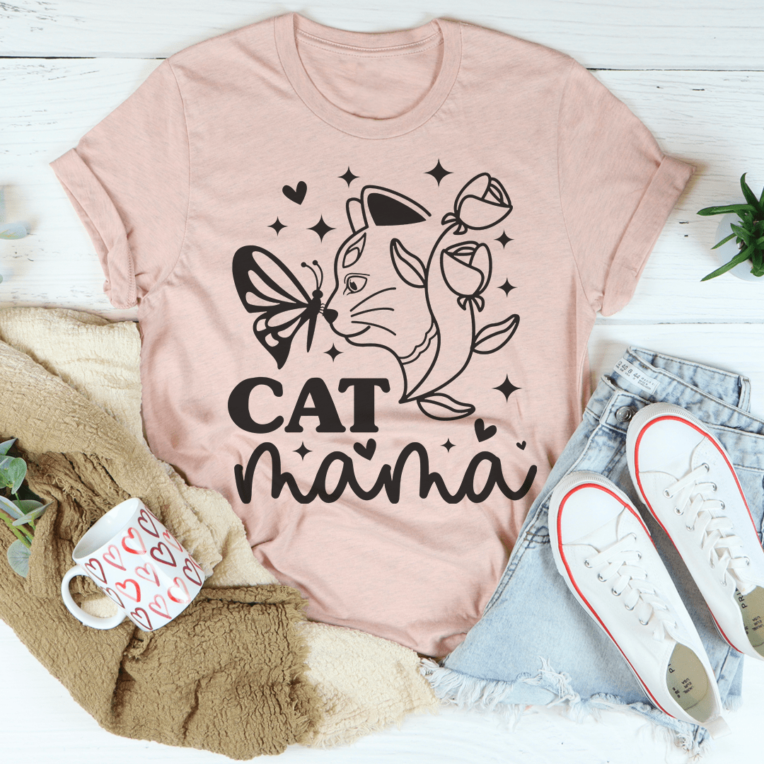 Cat Mama tshirt peach