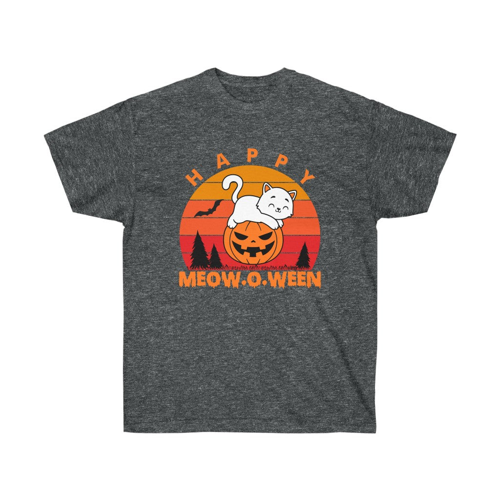 Happy Meowoween Halloween cat shirt dark gray